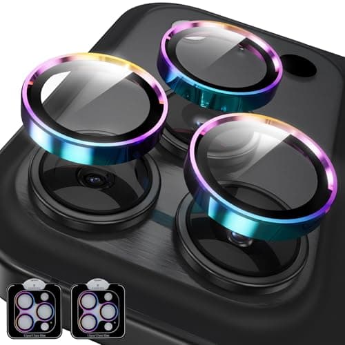 YWXTW Camera Lens Protector for iPhone 17 Pro/iPhone 17 Pro Max, [1 Step Installation Tray] Tempered Glass Screen Protector Metal Individual Camera Cover Accessories Case Friendly (Colorful-2Pack) - Image 1