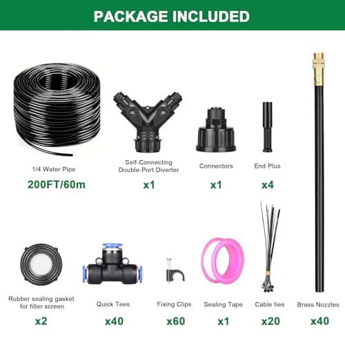 Starrey Drip Irrigation System, 2026-Upgrade 200Ft 1/4" Garden Watering System with 40 Pcs 360° Adjustable Copper Nozzles, DIY Kit for Garden, Lawn, Greenhouse, Raised Beds & Outdoor Plants - Thumbnail 2