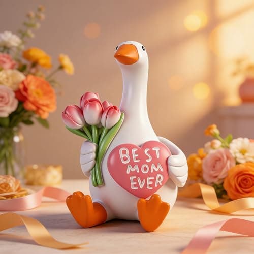 Dzpsoon Mother's Day Mom Gifts Goose Decor Cute Desk Decor Mini Desk Goose Figurine Bookshelf Decor for Mom - Thumbnail 6