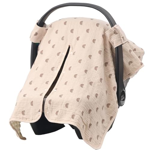 2-in-1 Baby Car Seat Cover & Canopy | Mom Nursing Cover, Easy Install Shield | Multi-Purpose for Winter Warmth & Summer Shade (Brown) - Image 1