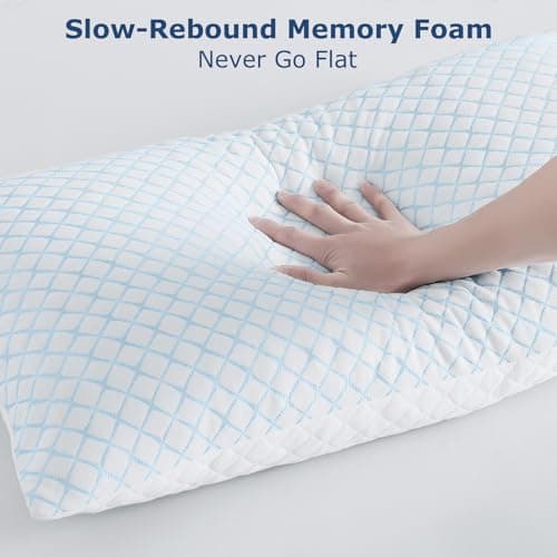 mislili Cooling Pillows Queen Size Set of 2, Adjustable Firm Shredded Memory Foam Queen Pillow, Queen Size Pillows for Stomach Back Side Sleepers, Washable Cover, with Extra Fill - Thumbnail 6
