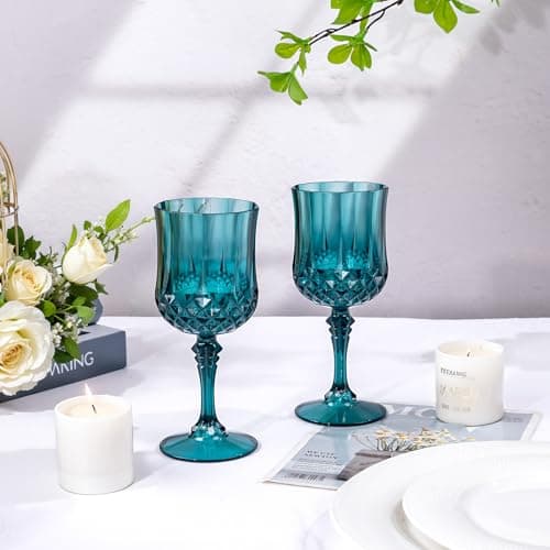 Ciaell 24PCS Green Plastic Wine Glasses - 7 Oz Plastic Goblets for Party - Green Vintage Drinking Glasses - Disposable Water Goblets Set for Wedding, Bar, Wine, Beer, Juice, Cocktail，St. Patrick's Day - Thumbnail 6