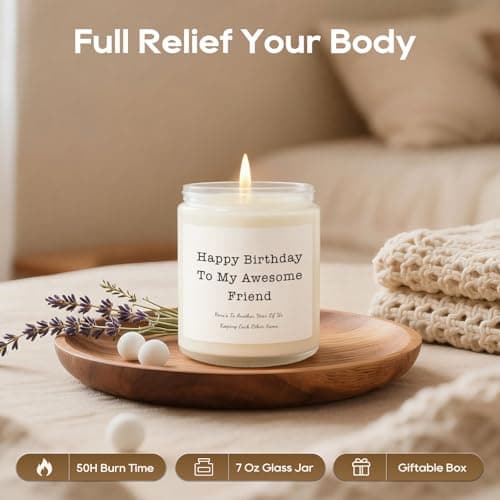Birthday Gifts for Women, Unique Friendship Birthday Gifts, Funny Candles Gift Ideas for Womens, Best Friend, Her, Sister, Bestie, Lavender Scented Candle with Replaceable Stickers - Thumbnail 4