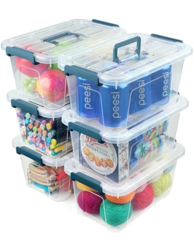 EOENVIVS Clear storage bins with lids 6 Pack, 7 Quart storage containers with lids, Stackable storage box Organizer for organizers and storage, Bedroom, Office, Classroom, Playroom & shoe boxes - Image 1