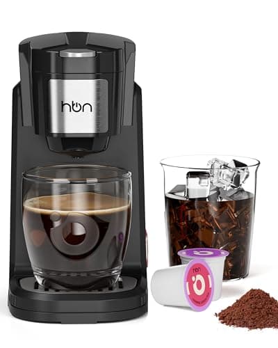 HBN Single Serve Coffee Maker for K-Cup & Ground Coffee, Fast Brew One Cup Coffee & Tea Machine with 10oz Stainless Steel Tank, Compact Design Capsule Coffee Machine, Black - Image 1