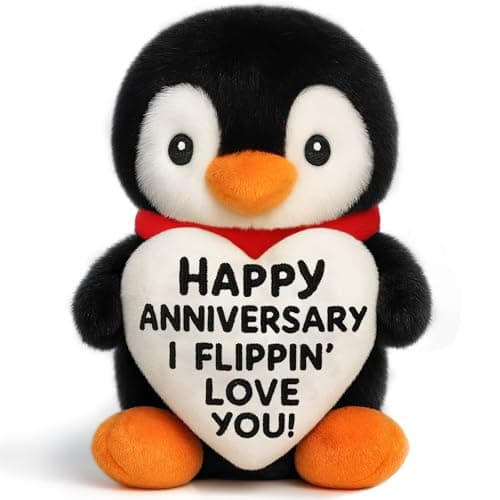 TuSuQing Happy Anniversary I Love You Gifts for Women Men Boyfriend Girlfriend GF BF Wife Husband Couples Christmas Valentines for Him Her, Romantic Funny Penguin with Heart My Love Fiance Gifts Idea - Image 1