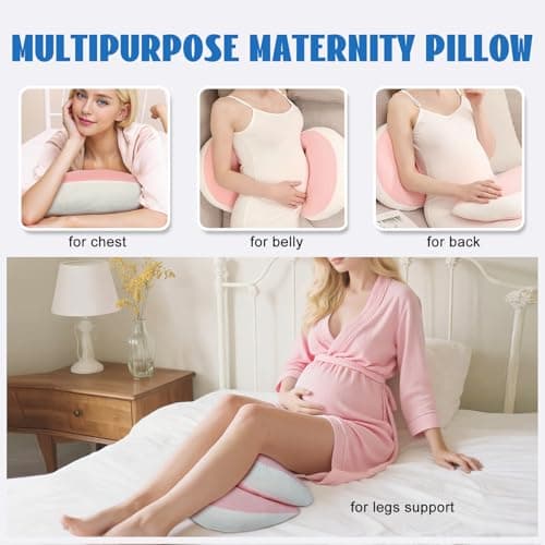 KGAUT Pregnancy Pillow for Pregnant Women, Memory Foam Pillow for Side Sleeper, Maternity Pillow Support for Back, Belly, HIPS, and Legs, Portable and Adjustable Travel Wedge Pillows Pink - Thumbnail 5