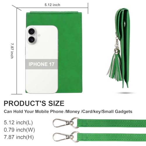 seOSTO Womens Small Crossbody Bag, Tassel Cell Phone Purse Holder Wallet, Purses Gifts for Teen Girls - Thumbnail 3