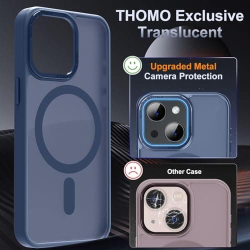 Thomo Upgraded Magnetic for iPhone 15 Plus Case [Compatible with Magsafe] [Mil-Grade Protection], Pocket-Friendly, Slim Translucent Phone Case Cover for iPhone 15 Plus 6.7", Navy Blue - Thumbnail 4
