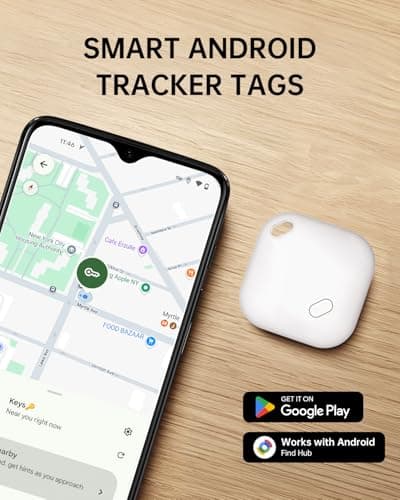 Air Tag for Android（NOT for iOS or Huawei） Bluetooth Tracker for Android Smart Tracking Tag for Google Find My Device App Item Finder for Backpack, Keys (White) - Thumbnail 2