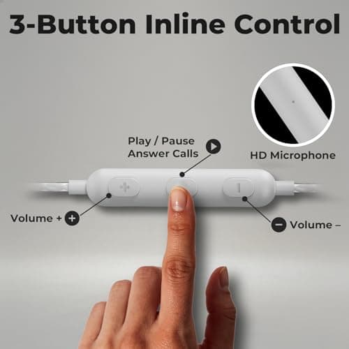 AzukiLife White Wired Earbuds with Microphone for iPhone, iPad, 3.5mm Apple Style Headphones for MacBook, Laptop, School, Zoom, Clear Call, Tangle-Free Corded Ear Buds with Case for Study & Travel - Thumbnail 3