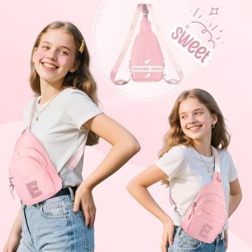 X-KIDS Initial Fanny Pack for Teen Girls Cute Crossbody Bag Sling Purse Personalized Gift for Tween Girl Kids 6-14 Years Old - Thumbnail 3