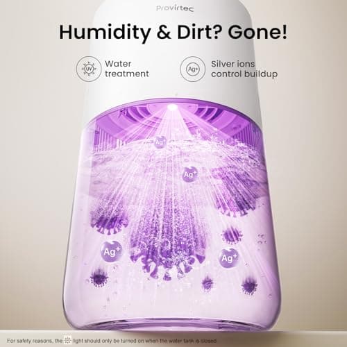 Provirtec MistFree Evaporative Humidifier for Bedroom, 3L No White Dust for Sensitive Individuals, Auto Humidity Control, Works with Tap Water, Night Light, Easy Clean Tank for Home & Small Room - Thumbnail 4