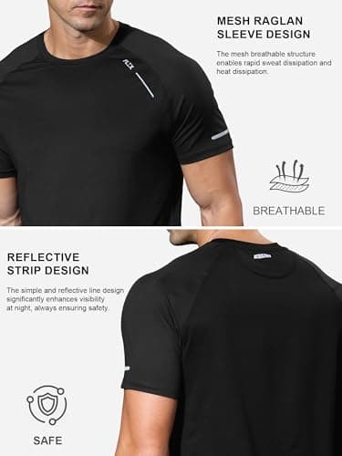 Comdecevis Men's Clothing Workout Tops Dry Fit Moisture Wicking Running Black Shirt Short Sleeve Gym Shirts Men XL(38) Black - Thumbnail 5