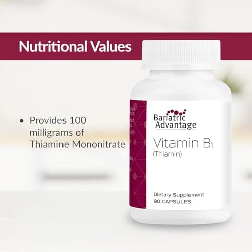 Bariatric Advantage Vitamin B1 Thiamin - 100 mg Thiamin Mononitrate - Easy Digest - Designed for Bariatric Patients - Supports Energy Production* - 90 Count - Thumbnail 5