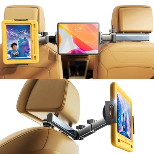 LISEN for iPad Holder Car Road Trip Travel Essentials Activities for Toddler Kids Gifts, Car Accessories for Women Interior Men Truck 3in1 Tablet Holder Back Seat Car Camping Headrest Organizer - Image 1