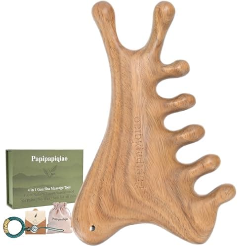 Papipapiqiao 4-in-1 100% Green Sandalwood Massage Comb & Gua Sha Tool - Image 1