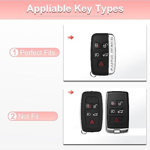 Pangpai Pink Key Fob Cover for Land Rover Jaguar, Soft TPU Key Case Protection with Bling Keychain Fit for Evoque Velar Sport Discovery Freelander2 LR4 Sport Jaguar XF XJ XE F-PACE F-TYPE - Thumbnail 2