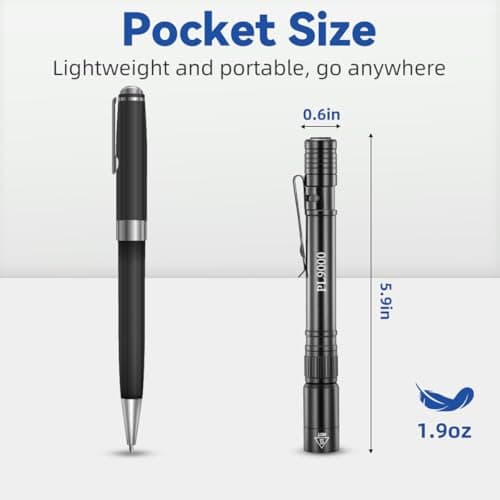 2Pack Pen Flashlight Rechargeable PL9000, 5Mode Bright Pen Light Flashlight High Lumens, Waterproof Pocket Flashlights, EDC Adjustable Tactical Flash Light, LED Small Lights with Clip for Emergencies - Thumbnail 2