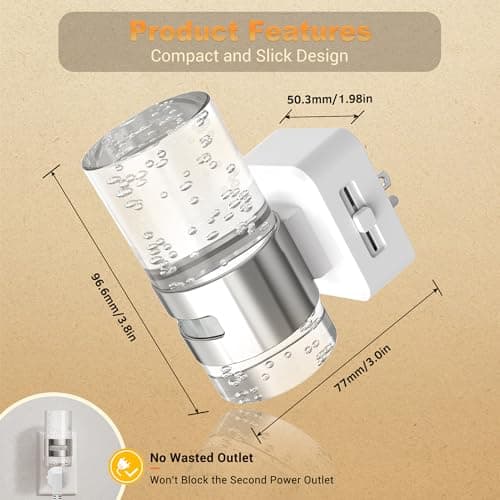 JandCase Motion Sensor Night Light, Dimmable Night Lights Plug Into Wall, 3000k Soft White Night-Lights with 0-100Lm Adjustable Brightness, Acrylic Plug in Nightlight for Bedroom Bathroom Decor - Thumbnail 6