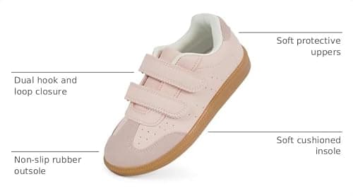 QIY Toddler Sneakers for Girls Kids Pink Girls Sneakers Soft Tennis Walking Sports Kids Shoes with Dual Hook and Loops - Thumbnail 3