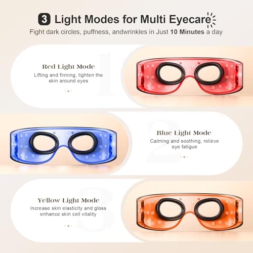 Pedete Red Light Therapy for Eyes, 3 Modes Under-Eye Red Light Eye Mask, Eye Massager for Fine Lines Eye Bags and Dark Circles for Men Women(Black) - Thumbnail 2