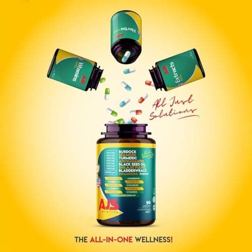 AJS Sea Moss Capsules 3200mg, Himalayan Shilajit 1000mg with Black Seed Oil, Ashwagandha, Turmeric, Bladderwrack, Burdock, Vitamins, Berberine, Lion’s Mane Mushroom, Elderberry- 90 Caps - Thumbnail 6
