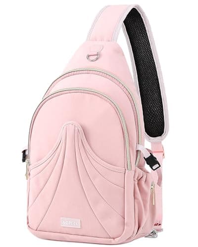 AGPTEK GPTEK Diaper Sling Bag, Small Crossbody Bags for Mom with Insulted Pockets & Water Bottle Holder, Water-Resistant,Convertible Shoulder Pack for Daily Park Visit Trip Travel, Pink