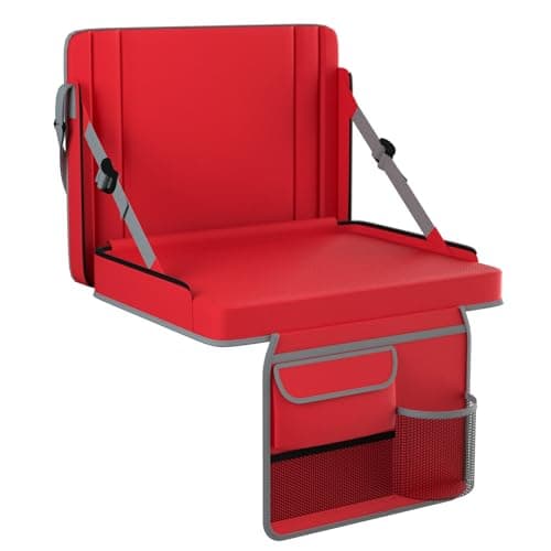 janiry Stadium Seats with Back Support 1PACK Adjustable Bleacher Chairs with Back and Cushion Bleacher Seat with Cup Holder, Carry Handle & Shoulder Strap for Outdoor Sports Events, Picnics, Red - Image 1