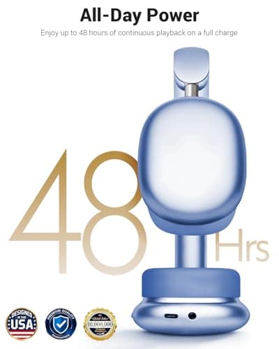 Wentronic Y01 Wireless Noise Canceling Headphones Bluetooth 5.3 Over Ear Headphones with Microphone, Hi-Res Audio, 48H Playtime, Foldable Comfortable Earpads,Compatible with iOS,Android,PC, Blue - Thumbnail 6