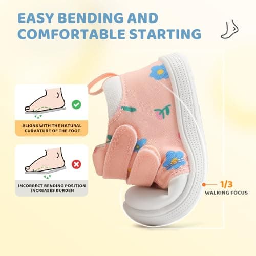 STQ KIDS Wide Toe Box Baby Girls Sneaker Toddler Barefoot Walking Shoes Cute Infant Babies Tennis Shoe Soft First Walker Non-Slip Mid Top Ankle Support Coral Pink 18-24 Months Toddler Size 6 US - Thumbnail 5