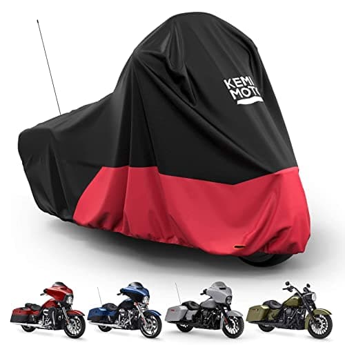 KEMIMOTO Heavy Duty 420D Motorcycle Cover Fits Side Top Box Waterproof Outdoor Compatible with Touring, Touring Ultra Limited Road King Street Glide Road Glide All Weather Dust Sunlight Rain Cover