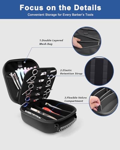 Krypthos Hard Travel Case for Hair Clippers & Hair Cutting Barber Supplies, Portable Clipper Storage Holder Organizer, Trimmer Storage Case for Barbers Supplies, Hair Cutting Razor Guard Grooming Kits - Thumbnail 5