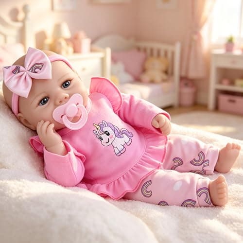 Milidool Reborn Baby Doll Girl, 17 inch Realistic Soft Body Baby Doll Real Life Cute Baby with Accessories for 3+ Year Old Christmas Birthday Gifts - Thumbnail 5