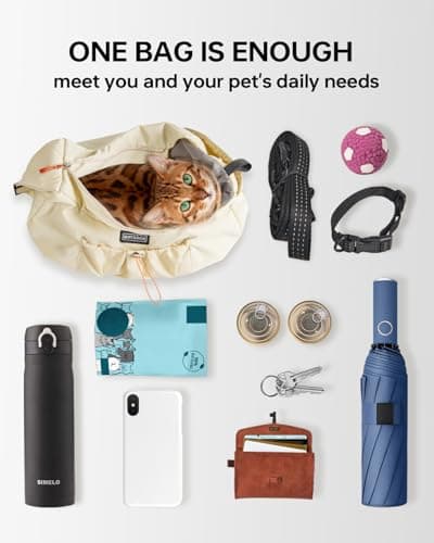 Puppy Sling Carrier for Small Dog-Widened and Thickened Shoulder Strap with Storage Pocket, Adjustable Hands-Free Small Dog Carrier Sling for Outdoor,Cat&Dog Sling Carrier 7-15 lbs, (Light Yellow). - Thumbnail 6