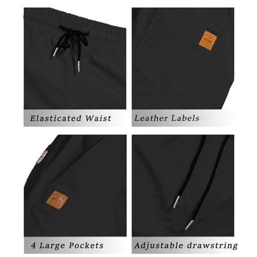 FizzPop Mens Shorts Casual Summer Cotton Chino Golf Dress Beach Drawstring Elastic Waist Essentials Shorts with Pockets Black M - Thumbnail 6