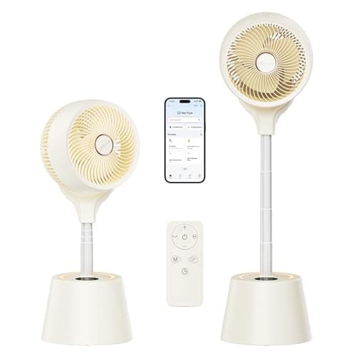 Smart Fan for Indoor & Outdoor Use, 20dB Quiet DC Motor, 360° Head & 90° Base, Adjustable Height, Built-in Battery (8-12Hrs), Wi-Fi App & Remote, 6 Speeds & 12H Timer - Image 1