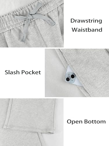 Crastimo Men's Lightweight Yoga Running Sweatpants Open Bottom Drawstring Waist Pockets Casual Lounge Pants Sports Hiking Daily Wear Women Light Gray M - Thumbnail 4