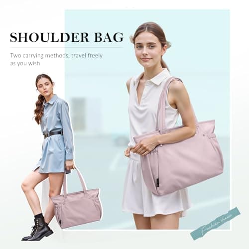 GOLF QUALITY Tote Bag for Women, Work Bags with Zipper Computer Laptop Shoulder Handbag with Compartments for Travel, Daily,Fit 14Inch,Pink - Thumbnail 2