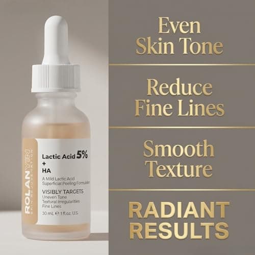 ROLANYIN Lactic Acid 5% + HA Facial Serum for Exfoliating Deep Hydration and Smoothing Skin Texture Nourishing Anti Aging Pore Minimizing Benefits Skin Care - Thumbnail 5