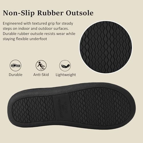 VANSARTO Men’s Knit Bootie Slippers Warm Fold-Over Ankle Collar Plush Fleece Lined Memory Foam House Shoes Cozy Winter Non-Slip Indoor Outdoor Slippers for Men, Brown, Size 7 - Thumbnail 6
