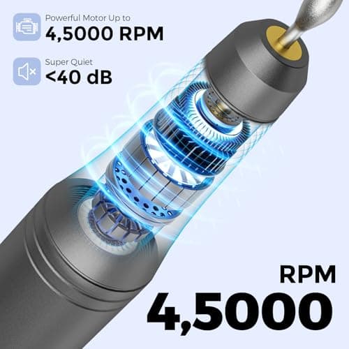 Electric Nail Drill Kit, Electric Nail File Cordless Nail Drill Machine for Acrylic Gel Dip Powder Nails, Professional Portable Manicure Pedicure Rechargeable Lightweight for Home Salon Use - Thumbnail 6