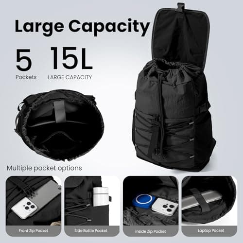 Kabibin Travel Backpack for Women Men, Carry On Laptop Backpack fits 16'' Laptop, Lightweight Waterproof Nylon Casual Daypack with Multiple Pockets, Basics Bag for Outdoor, School, Walking, Hiking. - Thumbnail 6