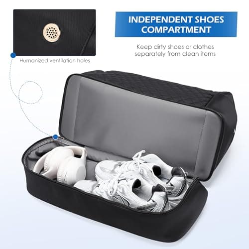 MDODO Travel Duffel Bag for Women Weekender Overnight Carry on Tote with Shoe Compartment Wet Pocket for Business Trips Travel Sports Gym Yoga Hospital, 3 Pcs Set, 43L, Black, Water-Resistant Nylon - Thumbnail 4