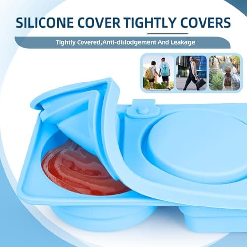 Tywop 4-Pack Silicone Reusable Snack Containers with Lids | 2 Compartment Leak-Proof Snack Bento Boxes for Kids, Portable Small Food Storage Containers for School, Office, Travel, Picnic Fruits - Thumbnail 6