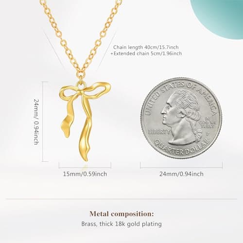 Cicy Bell Womens Gold Bow Necklace Trendy Charm Dainty Adjustable Choker Chain Cute Small Bowknot Pendant Necklace Birthday Mother's Day Jewelry Gifts - Thumbnail 6