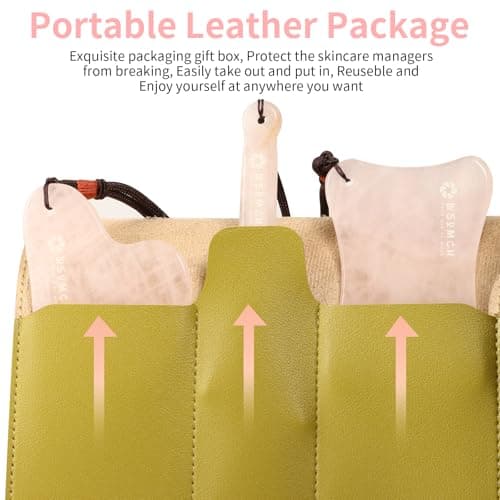 Lusomch Jade Gua Sha Massager Skin Care Set, 3 in 1 Pack, Pink Guasha Tool for Face and Body, Natural Jade Stone Beauty Products - Thumbnail 6