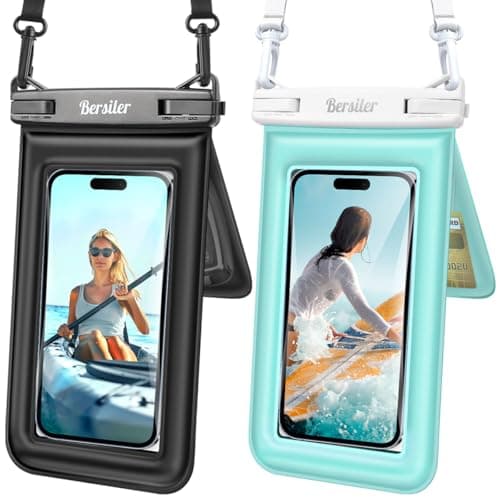 Bersiler Floating Waterproof Phone Pouch 2 Pack, IPX8 Waterproof Phone Case with Double Space, Beach Cruise Vocation Essentials, Underwater Cell Phone Dry Bag for iPhone 17 16 15 Galaxy S26 Ultra - Image 1
