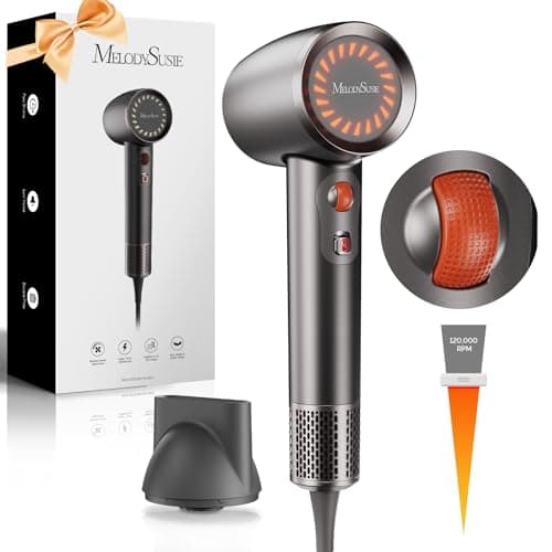 MelodySusie Hair Dryer,1600W Professional Ionic Hair Dryer for Fast Drying, 120,000 RPM High Speed Hair Blow Dryer with Nozzle for Home Salon Travel Without Hair Damage - Image 1