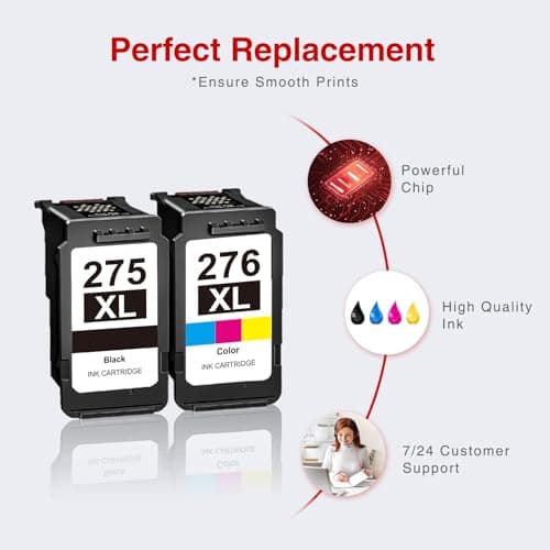 Starink 275XL 276XL Ink Cartridges Replacement for Canon Ink 275 and 276 PG-275 CL-276 PG-275XL CL-276XL Compatible for Canon PIXMA TR4720 TS3722 TR4700 TR4722 TS3522 TS3720 TS3700 TR4720 Printer Ink - Thumbnail 5